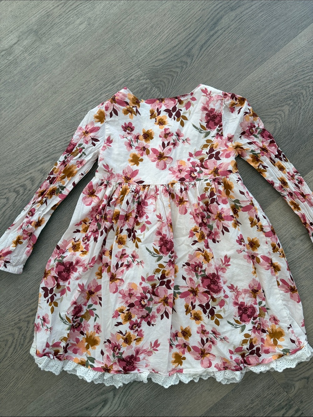 Old Navy Floral Long-Sleeve Dress in Pink, Mustard & Cream